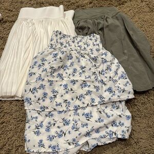 No Boundaries Skater Skirts - White, Gray, Blue Floral